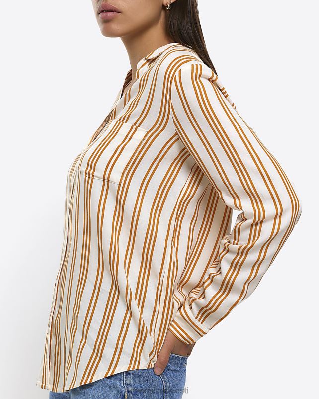 kehakate kollane naised River Island triibuline pikkade varrukatega särk 44TLL4342