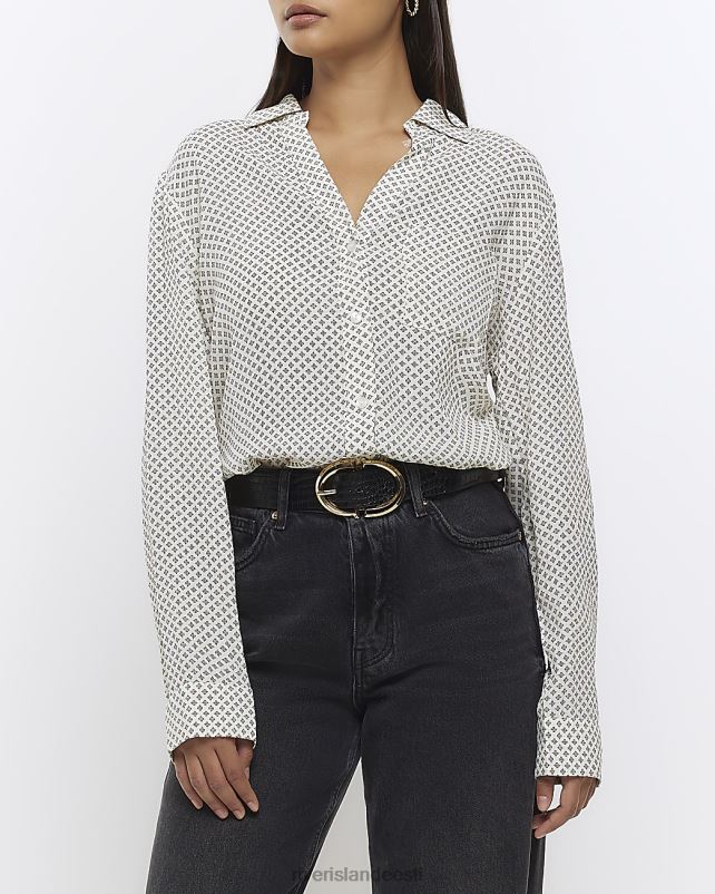 kehakate kreem naised River Island geomeetrilise mustriga särk 44TLL3948