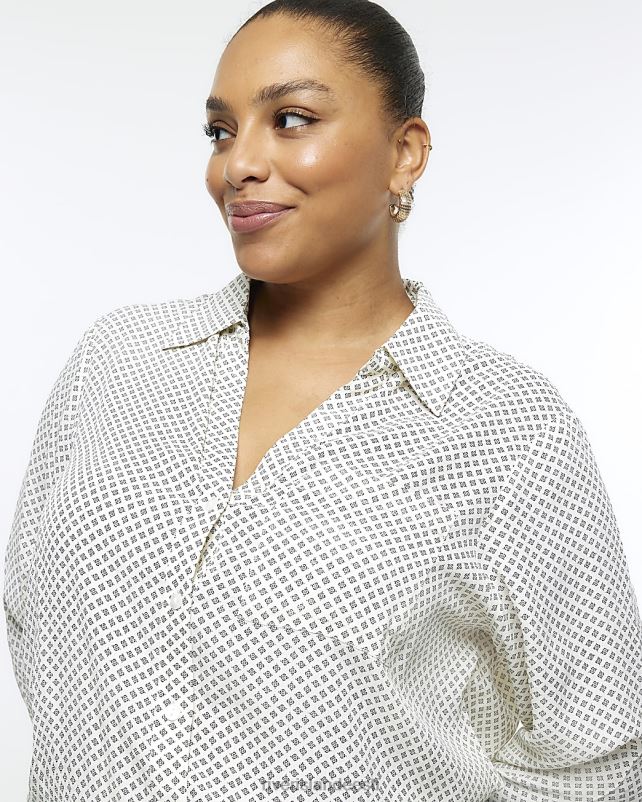 kehakate kreem naised River Island pluss geomeetrilise mustriga särk 44TLL5077