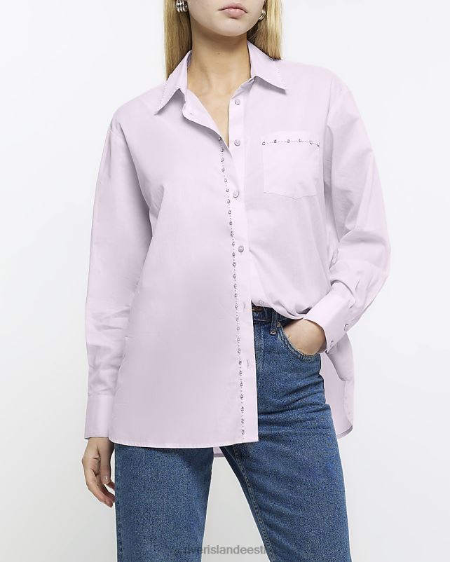 kehakate lilla naised River Island kaunistatud pikkade varrukatega särk 44TLL1583