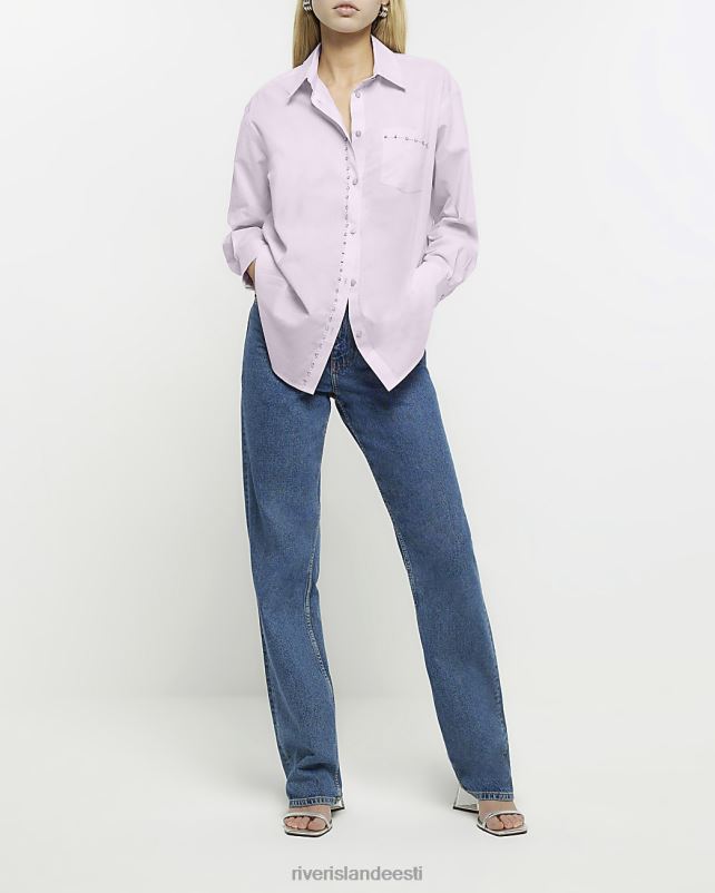 kehakate lilla naised River Island kaunistatud pikkade varrukatega särk 44TLL1583