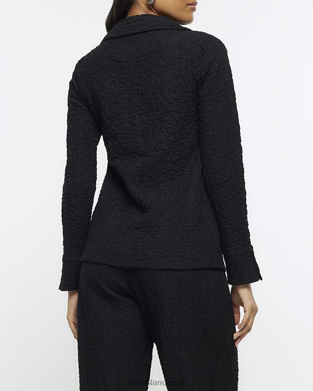 kehakate must naised River Island tekstuurne pikkade varrukatega särk 44TLL692