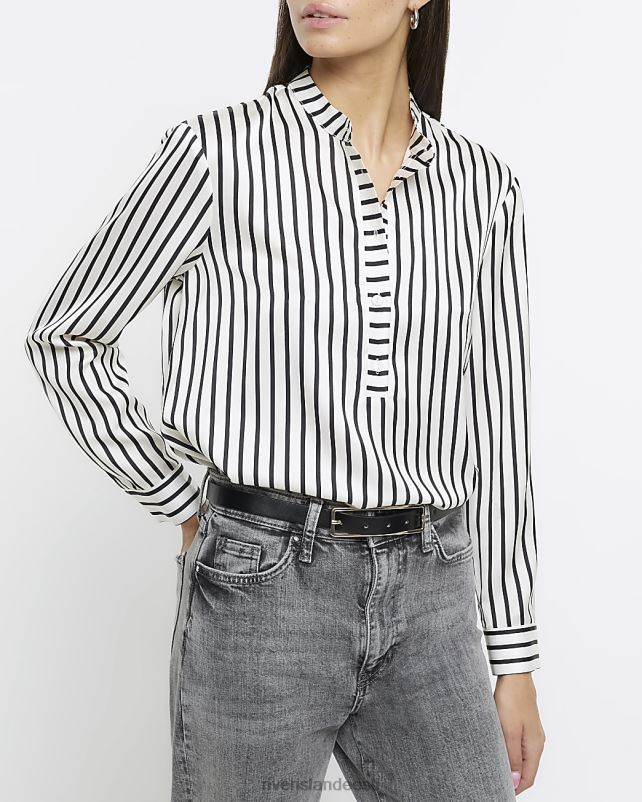 kehakate must naised River Island triibuline kaelusega särk 44TLL4251