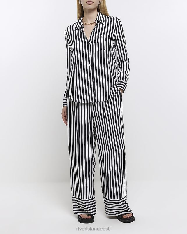 kehakate must naised River Island triibuline pikkade varrukatega särk 44TLL1305