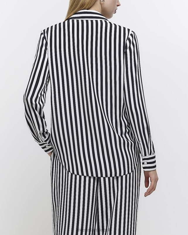 kehakate must naised River Island triibuline pikkade varrukatega särk 44TLL1305