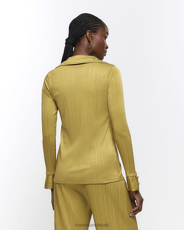 kehakate roheline naised River Island pikkade varrukatega plisse slinky särk 44TLL647