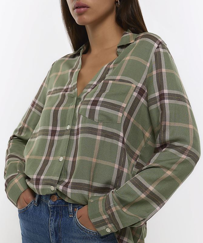 kehakate roheline naised River Island vaadata pikkade varrukatega särki 44TLL3765