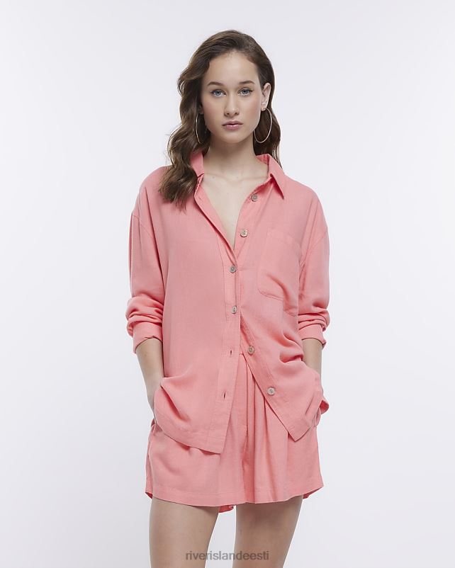 kehakate roosa naised River Island linasega ülisuur särk 44TLL1242