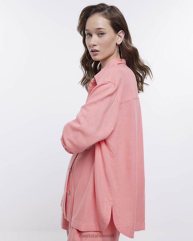 kehakate roosa naised River Island linasega ülisuur särk 44TLL1242