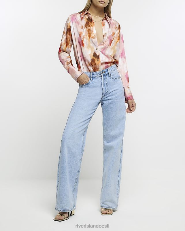 kehakate roosa naised River Island satiin abstraktne ülisuur särk 44TLL1379