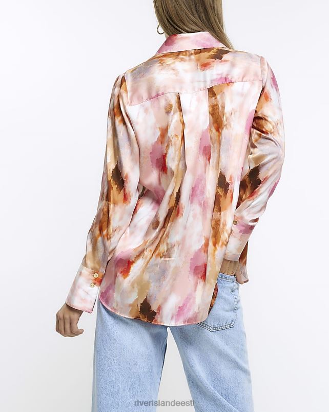 kehakate roosa naised River Island satiin abstraktne ülisuur särk 44TLL1379