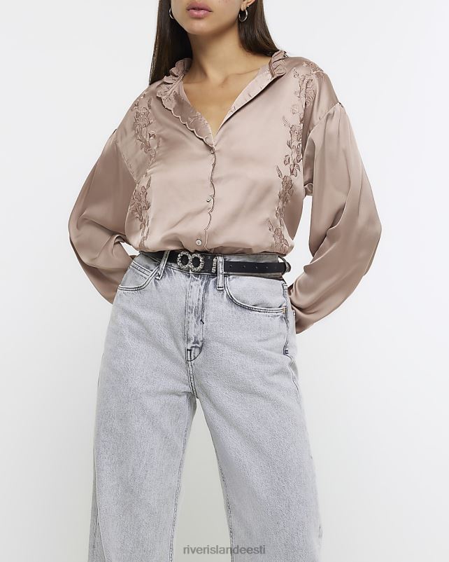 kehakate roosa naised River Island tikitud satiinist särk 44TLL3980