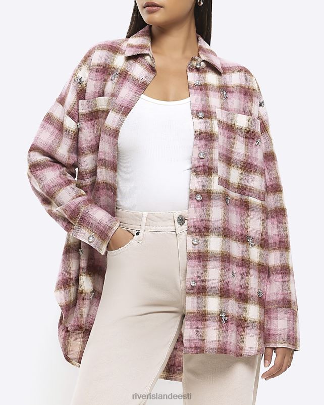 kehakate roosa naised River Island tseki kaunistatud särk 44TLL1100