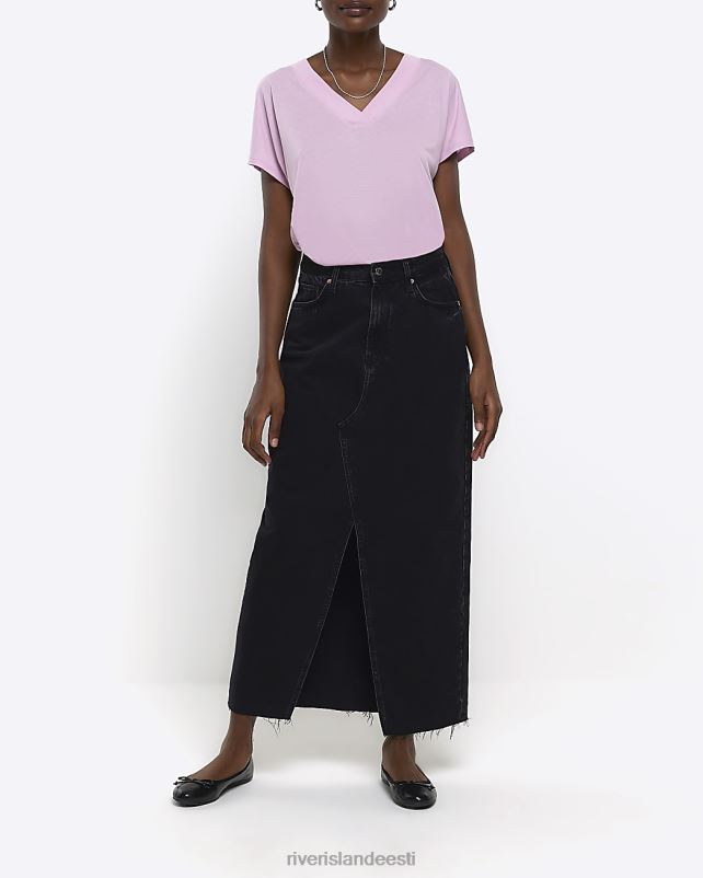 kehakate roosa naised River Island v-kaelusega t-särk 44TLL873