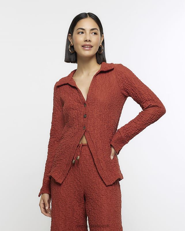 kehakate rooste naised River Island tekstuurne pikkade varrukatega särk 44TLL691