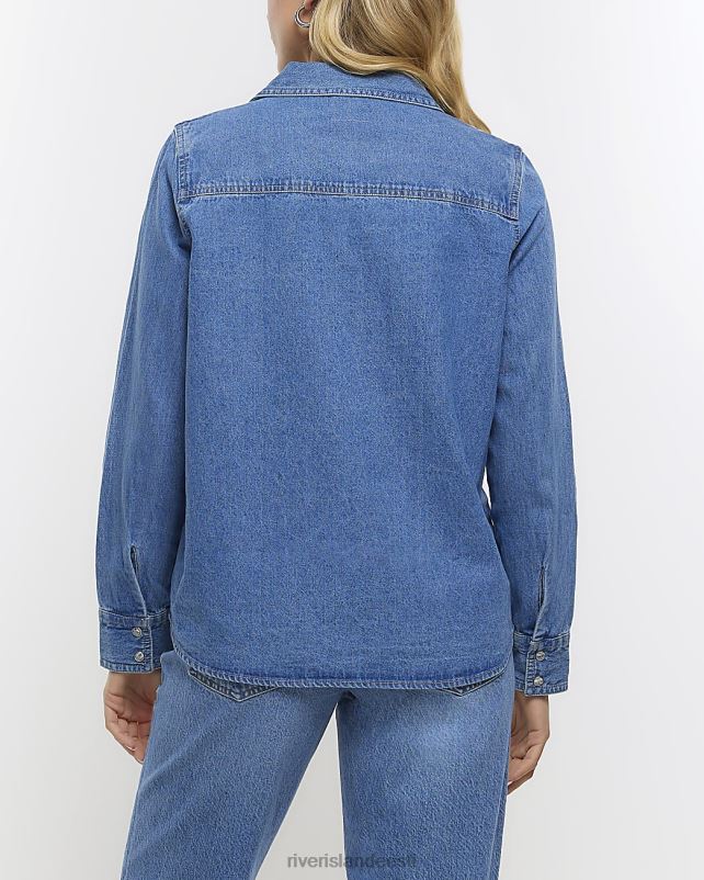 kehakate sinine naised River Island denim pikkade varrukatega särk 44TLL4599