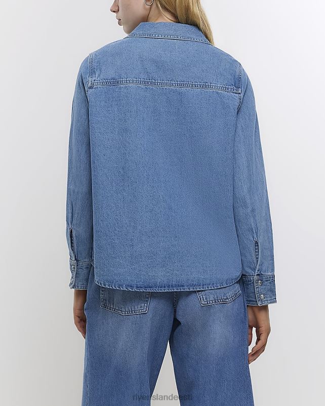 kehakate sinine naised River Island pikk pikkade varrukatega teksasärk 44TLL5278