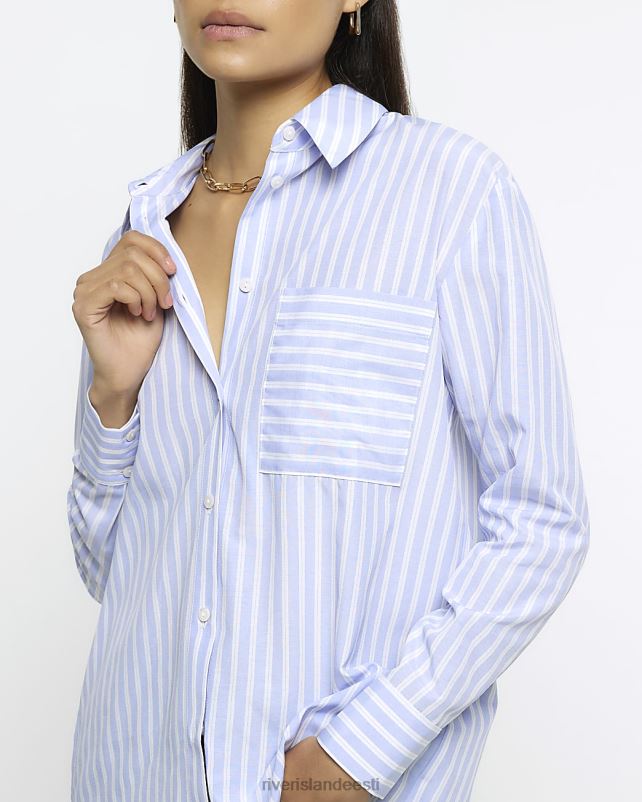 kehakate sinine naised River Island popliinitriibuline särk 44TLL322