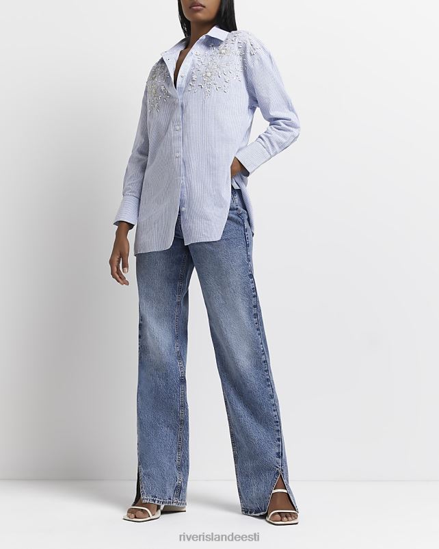 kehakate sinine naised River Island tikitud triibuline särk 44TLL5016