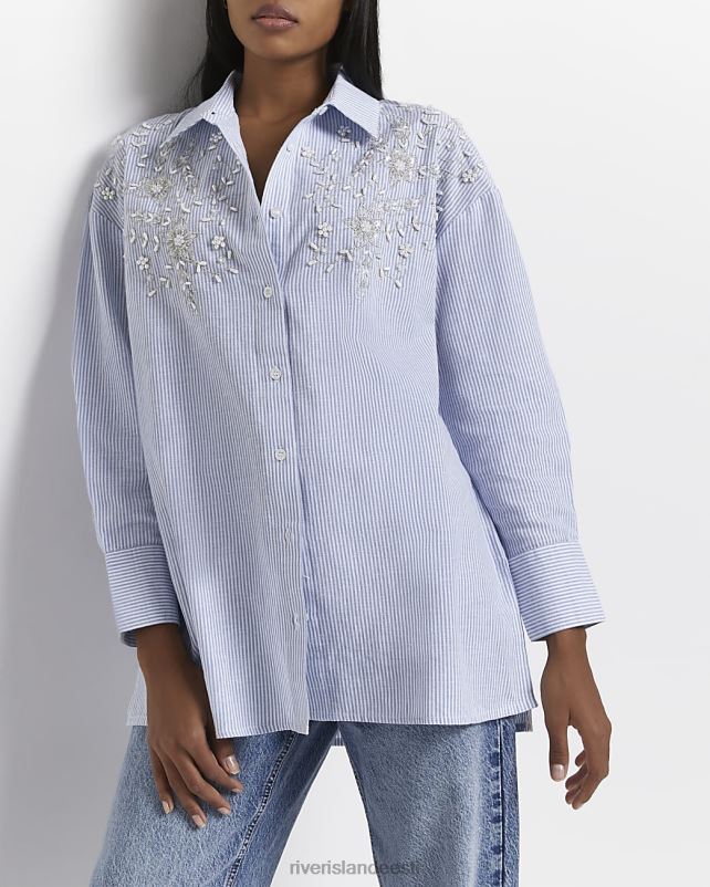 kehakate sinine naised River Island tikitud triibuline särk 44TLL5016