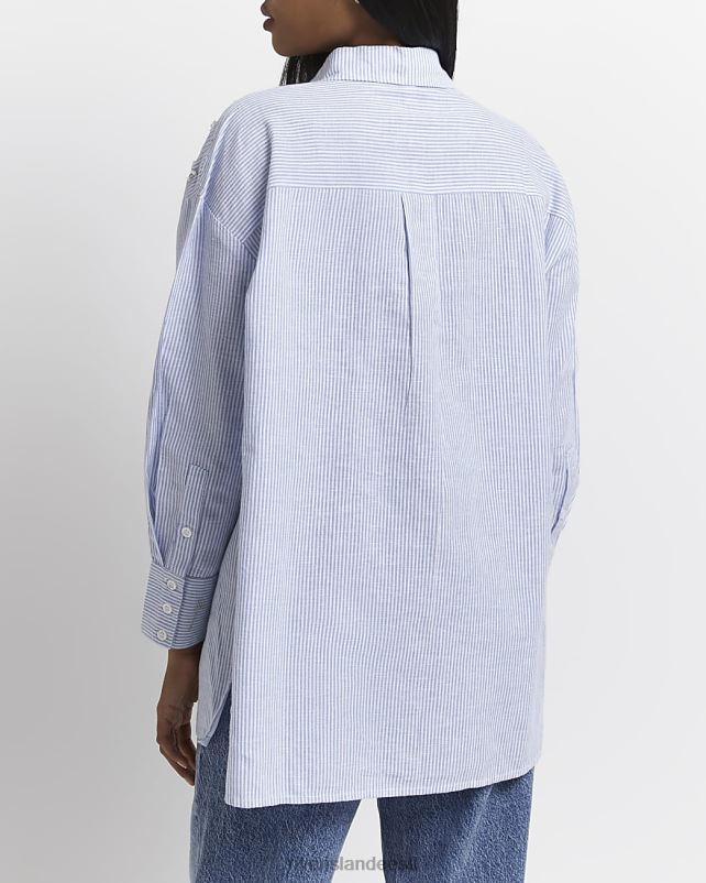 kehakate sinine naised River Island tikitud triibuline särk 44TLL5016