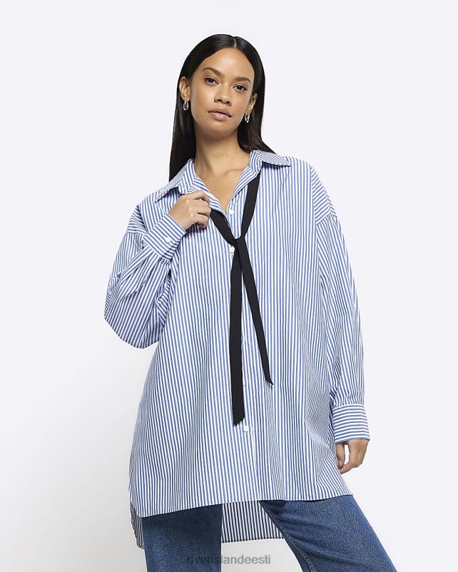 kehakate sinine naised River Island triibuline lips kaelusega ülisuur särk 44TLL4222