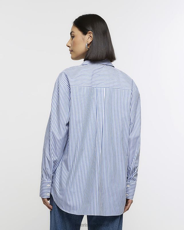 kehakate sinine naised River Island triibulise kaunistusega särk 44TLL4198