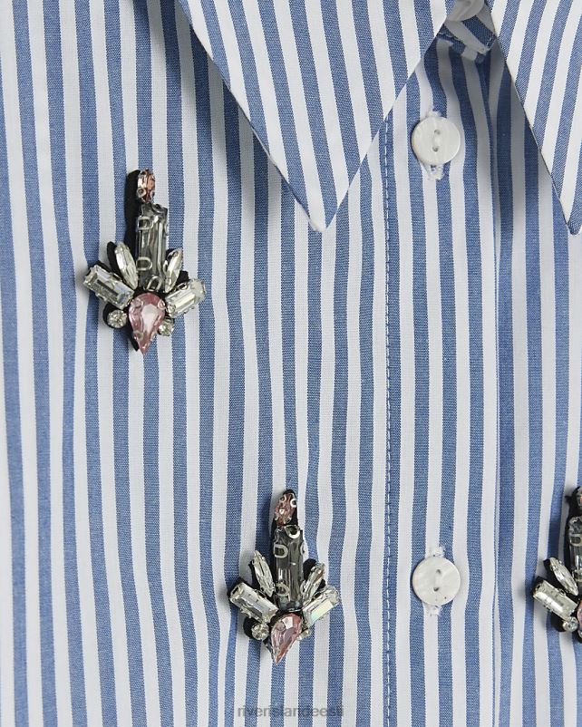 kehakate sinine naised River Island triibulise kaunistusega särk 44TLL4198