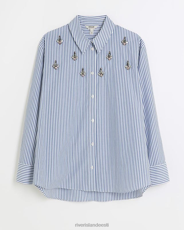 kehakate sinine naised River Island triibulise kaunistusega särk 44TLL4198