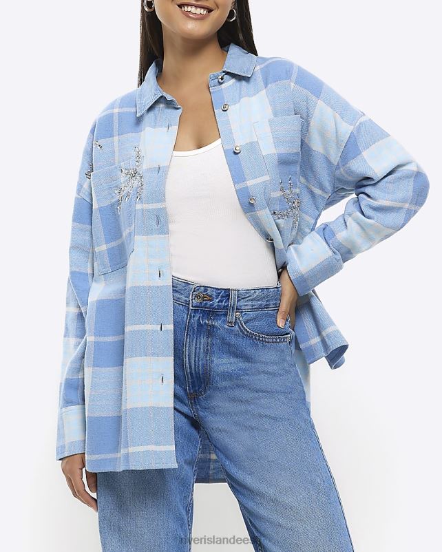 kehakate sinine naised River Island tseki kaunistatud särk 44TLL1099