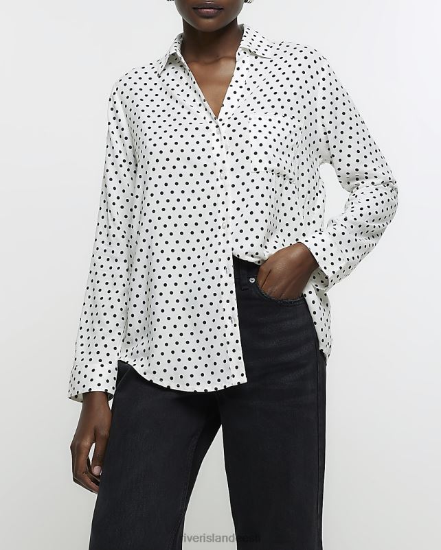 kehakate valge naised River Island kohapeal avatud kaelusega särk 44TLL278