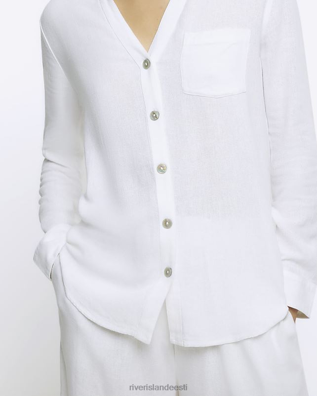 kehakate valge naised River Island linasega kinninööbitud särk 44TLL1245