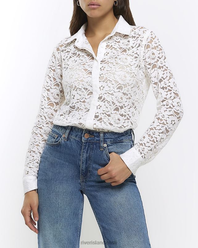 kehakate valge naised River Island pitsist helmestega särk 44TLL294