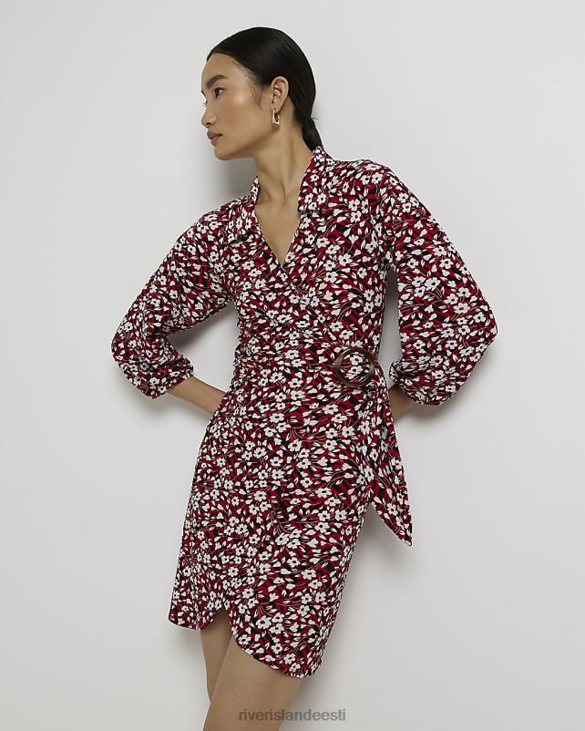 kehakate punane naised River Island loomamustriga ümbrisega minisärkkleit 44TLL1669