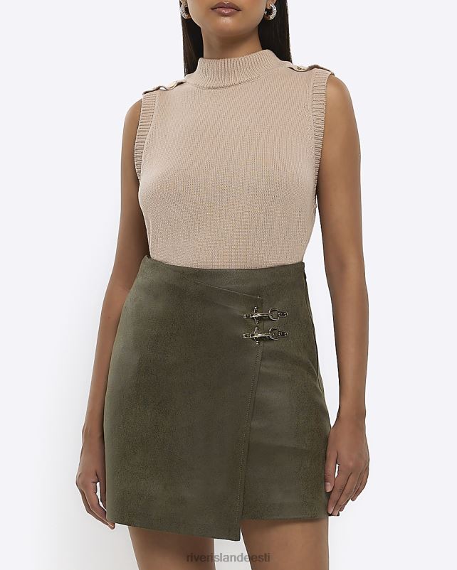 kehakate khaki naised River Island kunstnahast pandlaga miniseelik 44TLL29