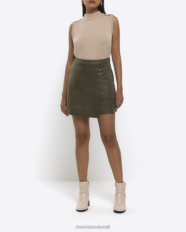 kehakate khaki naised River Island kunstnahast pandlaga miniseelik 44TLL29