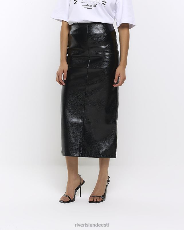 kehakate must naised River Island kunstnahast õmblusega midiseelik 44TLL4137