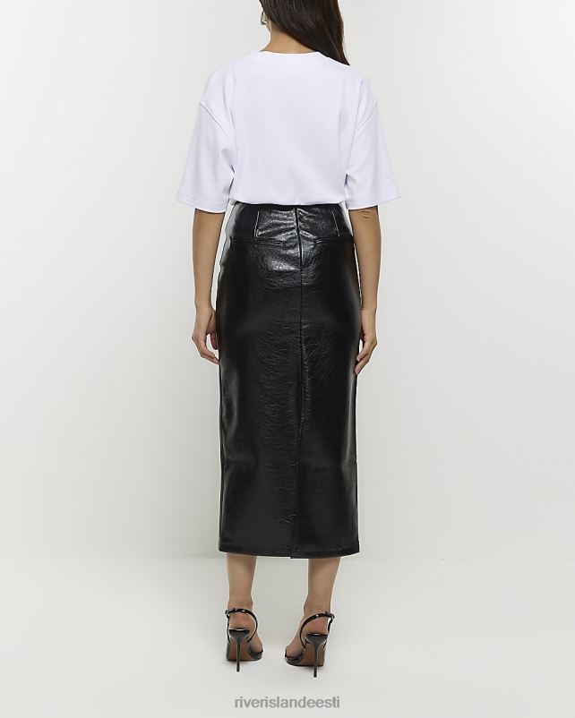 kehakate must naised River Island kunstnahast õmblusega midiseelik 44TLL4137