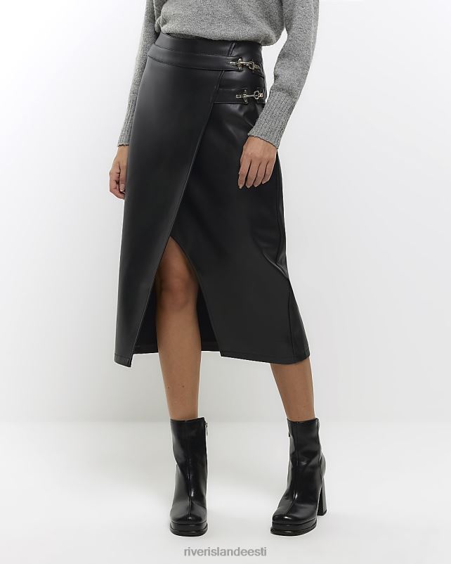 kehakate must naised River Island kunstnahast ümbrisega midiseelik 44TLL241