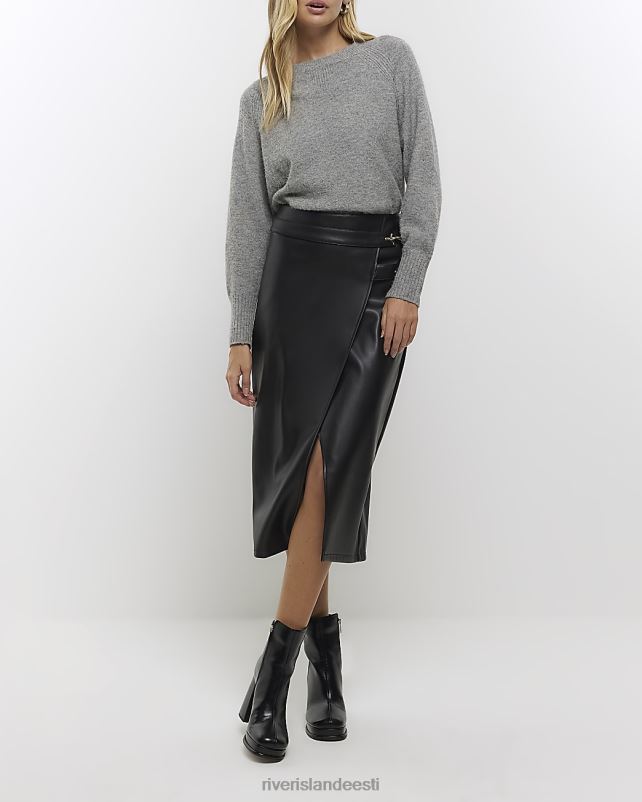 kehakate must naised River Island kunstnahast ümbrisega midiseelik 44TLL241