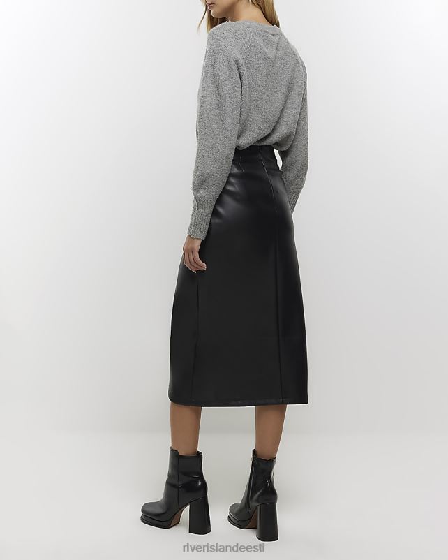 kehakate must naised River Island kunstnahast ümbrisega midiseelik 44TLL241