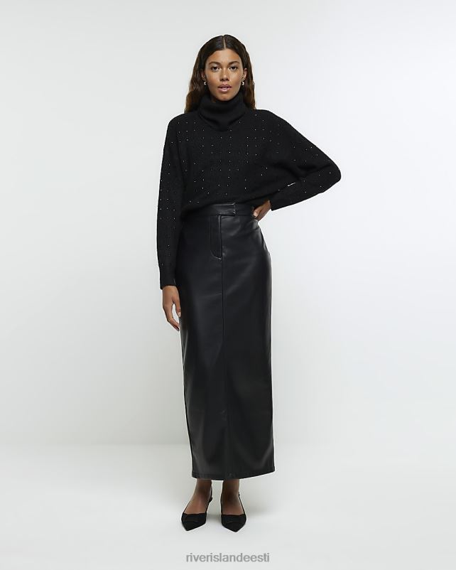 kehakate must naised River Island kunstnahast rätsepaga midiseelik 44TLL3745