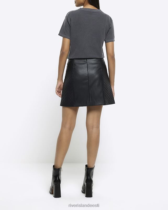 kehakate must naised River Island kunstnahast tepitud miniseelik 44TLL4215