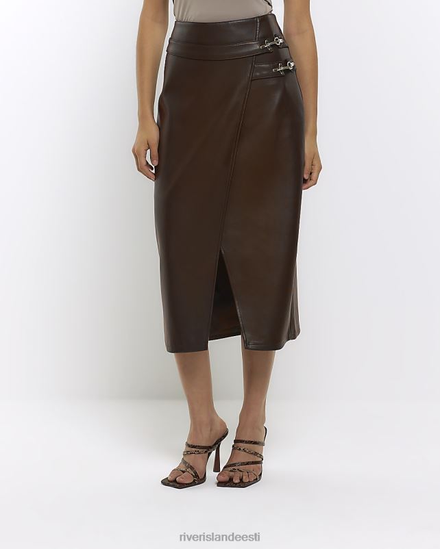kehakate pruun naised River Island kunstnahast ümbrisega midiseelik 44TLL240