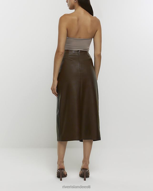kehakate pruun naised River Island kunstnahast ümbrisega midiseelik 44TLL240