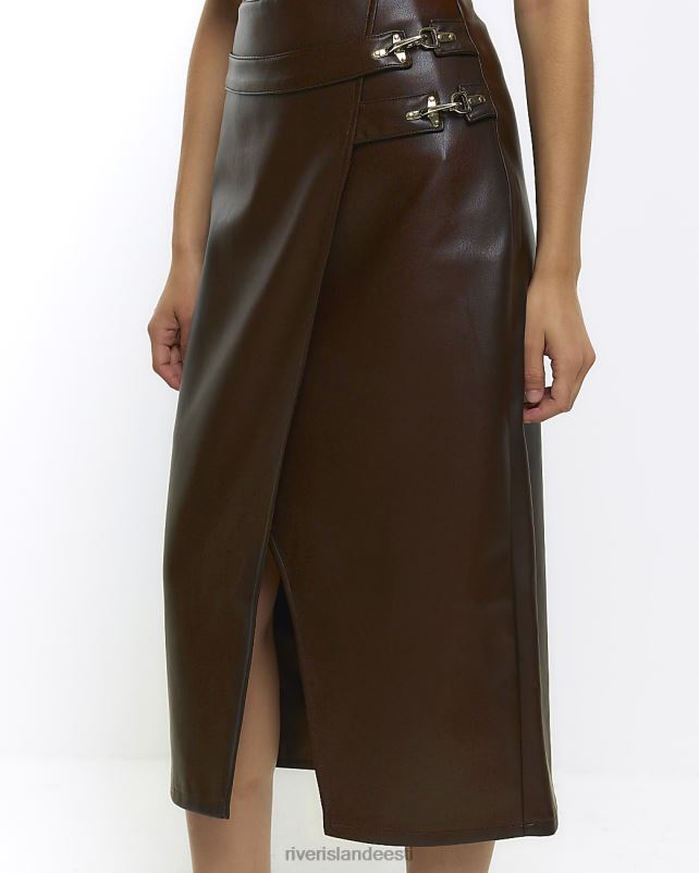 kehakate pruun naised River Island kunstnahast ümbrisega midiseelik 44TLL240