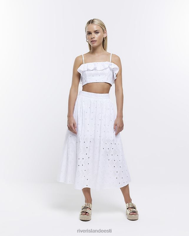 kehakate valge naised River Island petite broderie midiseelik 44TLL5311