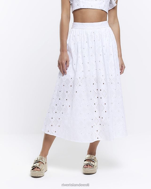 kehakate valge naised River Island petite broderie midiseelik 44TLL5311