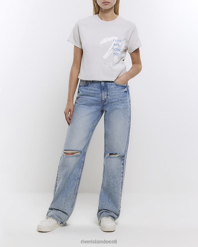 kehakate beež naised River Island graafilise trükiga t-särk 44TLL4523