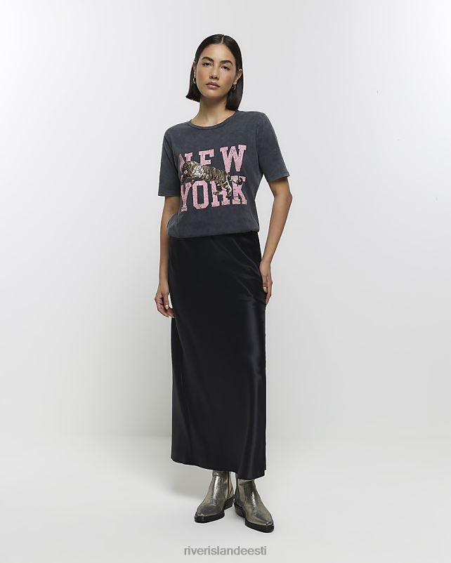 kehakate hall naised River Island New Yorgi graafiline T-särk 44TLL3902